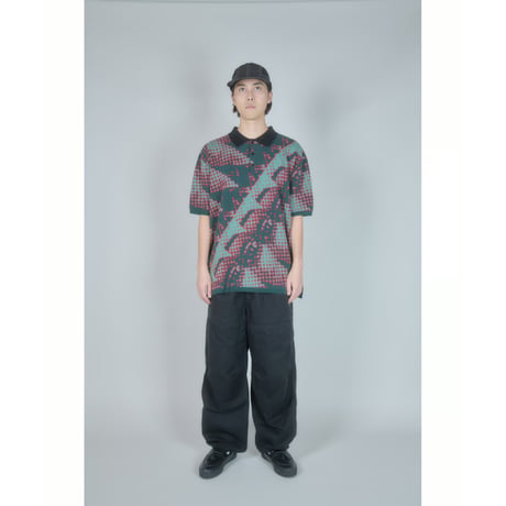 DIASPORA SKATEBOARDS BRUSHED TERRAIN KNIT POLO GREEN