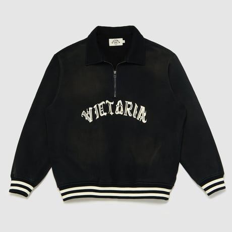 VICTORIA HANDDRAWN GOTHIC HALF ZIP SWEATSHIRT BLACK
