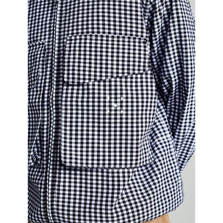 POP TRADING COMPANY GINGHAM BOXER OVERSHIRT BLACK/OFF WHITE