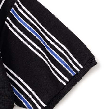 FTC STRIPE KNIT POLO BLACK