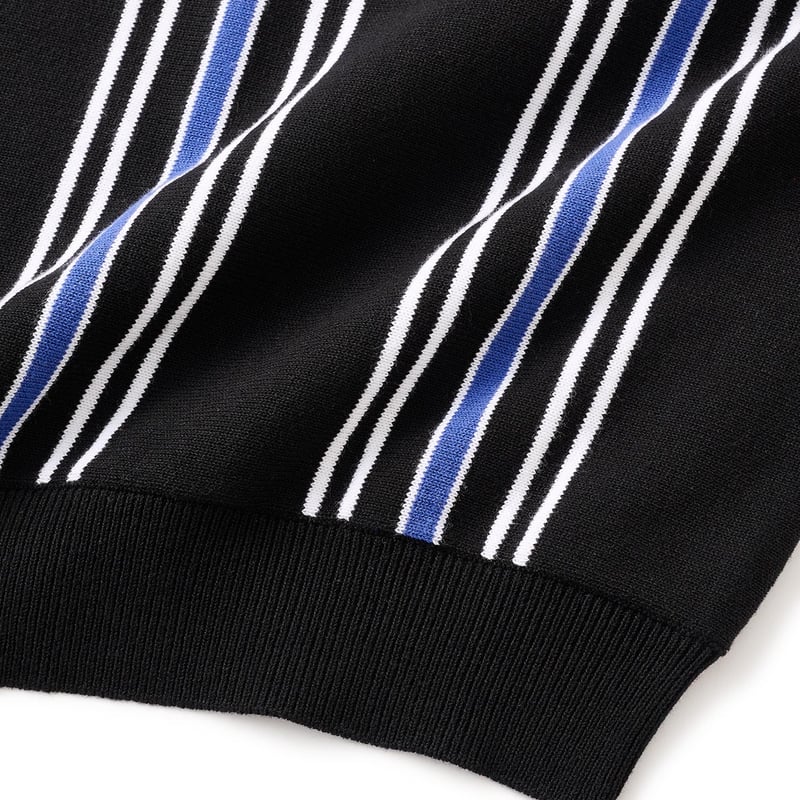 FTC STRIPE KNIT POLO BLACK | CANOLA SKATESHOP