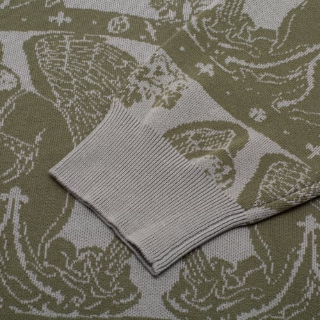 GX1000 JACQUARD KNIT ANGEL SWEATER GREY/GREEN