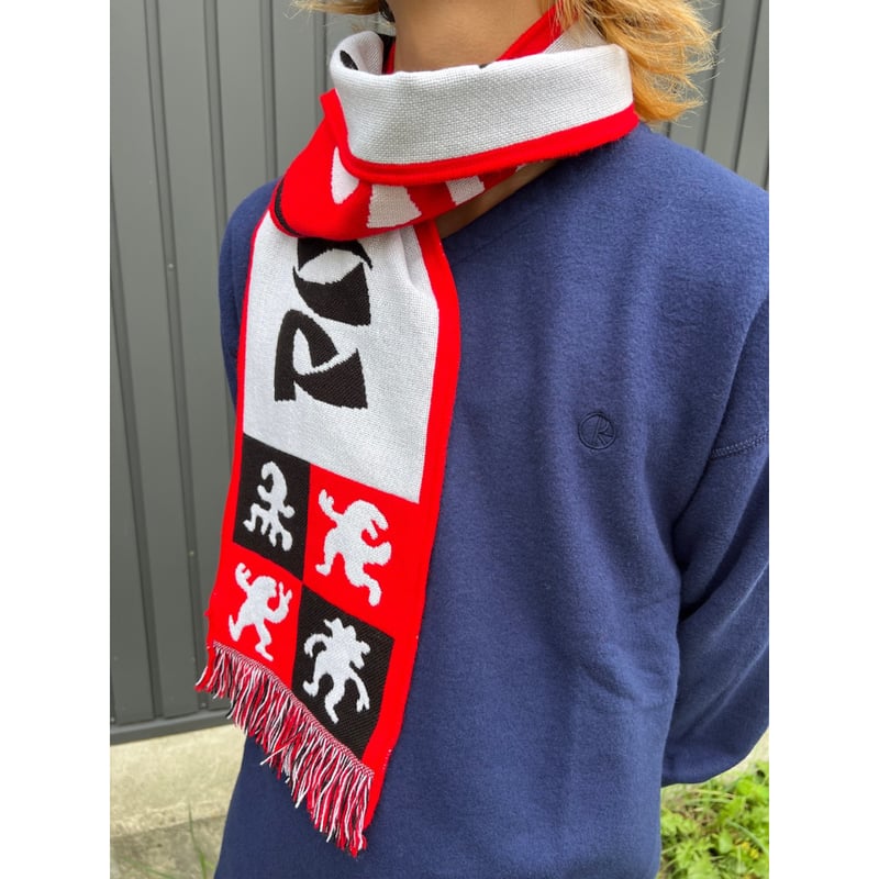 小物 FOOTBALL SCARF POLAR SKATE CO. FOOTBALL SCARF CHECKERS RED | C