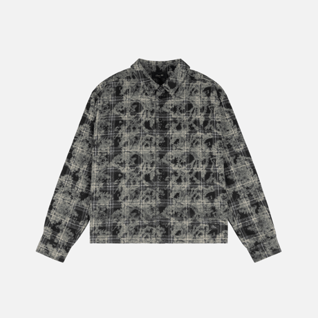 DIME PLAID FLANNNEL SHIRT BLEACHED BLACK