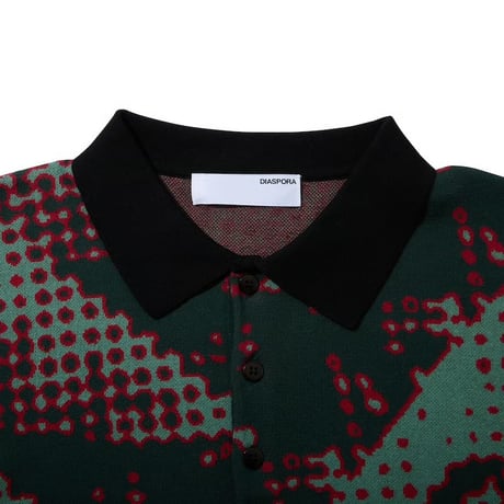 DIASPORA SKATEBOARDS BRUSHED TERRAIN KNIT POLO GREEN
