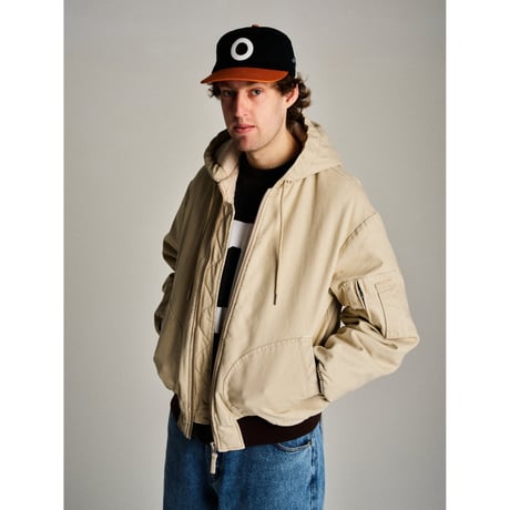 POP TRADING COMPANY HOODED FLIGHT JACKET WHITE PEPPER