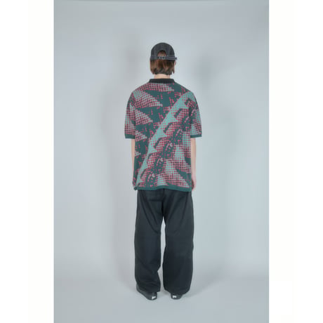 DIASPORA SKATEBOARDS BRUSHED TERRAIN KNIT POLO GREEN