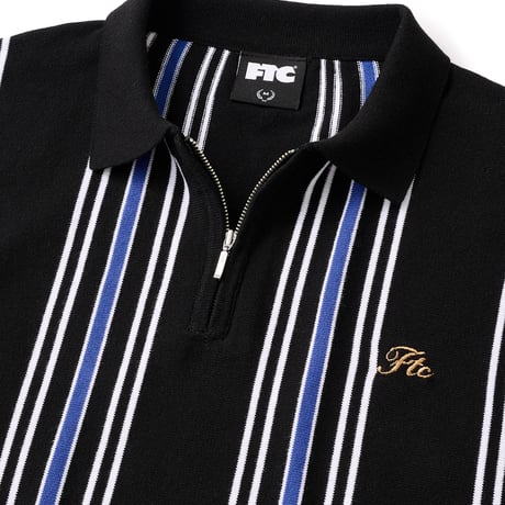 FTC STRIPE KNIT POLO BLACK