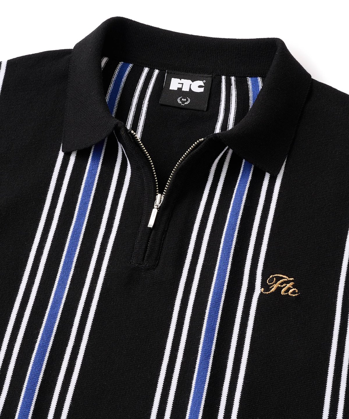 FTC STRIPE KNIT POLO BLACK | CANOLA SKATESHOP