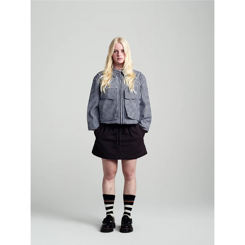 POP TRADING COMPANY GINGHAM BOXER OVERSHIRT BLA