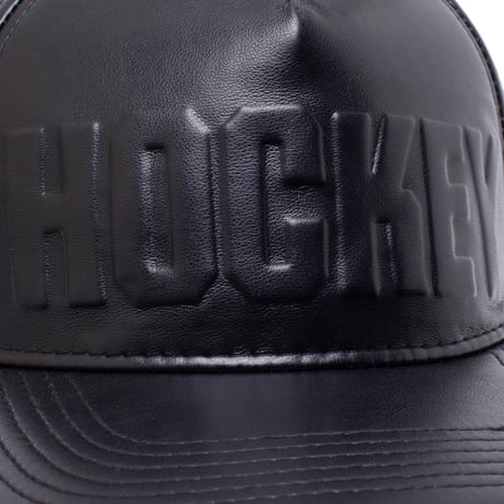 HOCKEY EMBOSSED LEATHER HAT BLACK