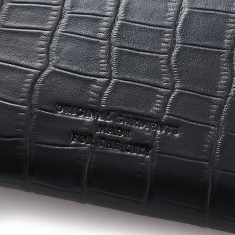 FTC CROC LEATHER COMPACT WALLET BLACK
