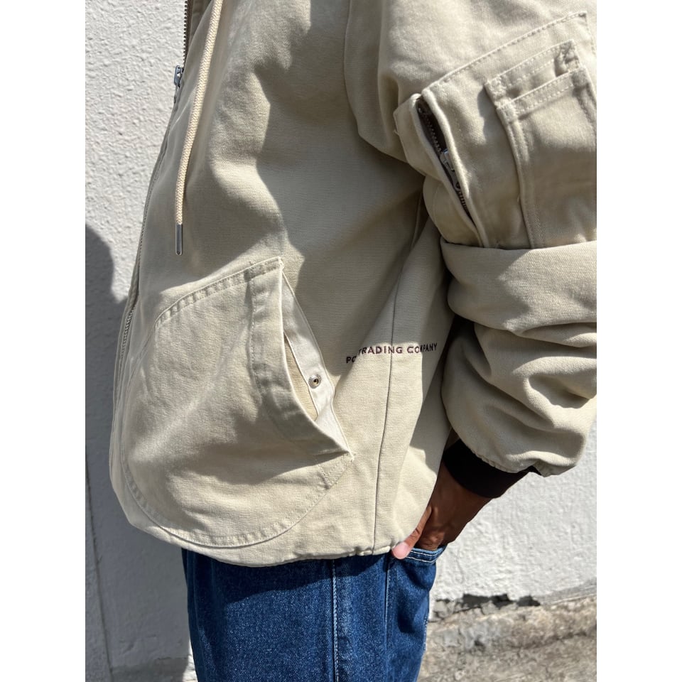 POP TRADING COMPANY HOODED FLIGHT JACKET WHITE