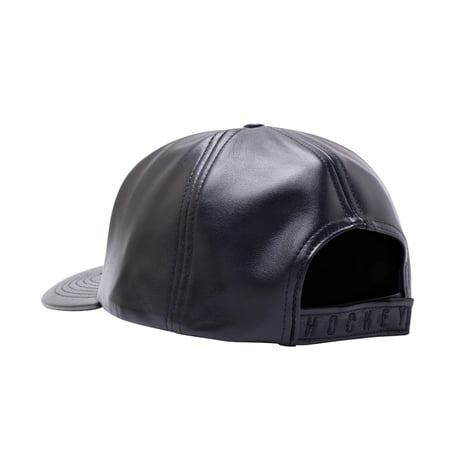 HOCKEY EMBOSSED LEATHER HAT BLACK