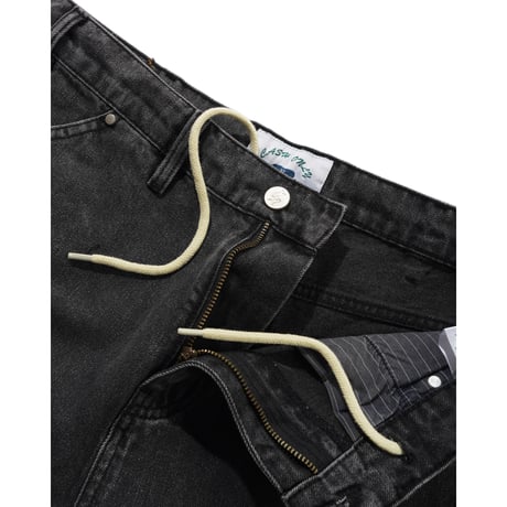 CASH ONLY POINT DENIM SHORTS WORK GREY