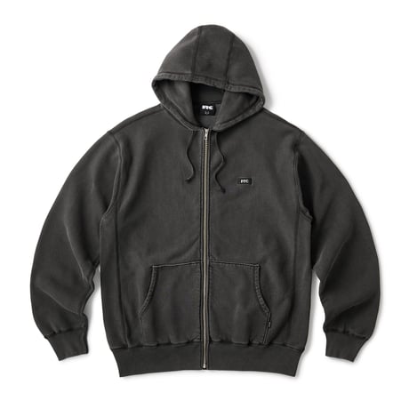 FTC PIGMENT DYED BOX LOGO ZIP UP HOODY BLACK