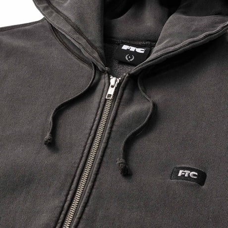 FTC PIGMENT DYED BOX LOGO ZIP UP HOODY BLACK