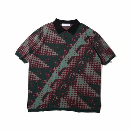 DIASPORA SKATEBOARDS BRUSHED TERRAIN KNIT POLO GREEN