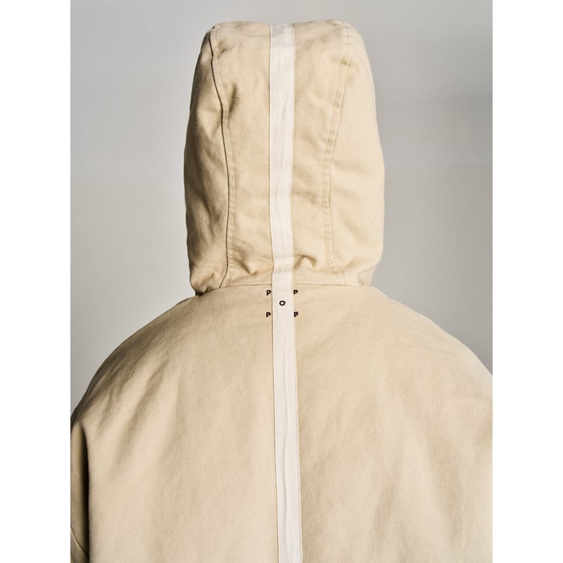 POP TRADING COMPANY HOODED FLIGHT JACKET WHITE