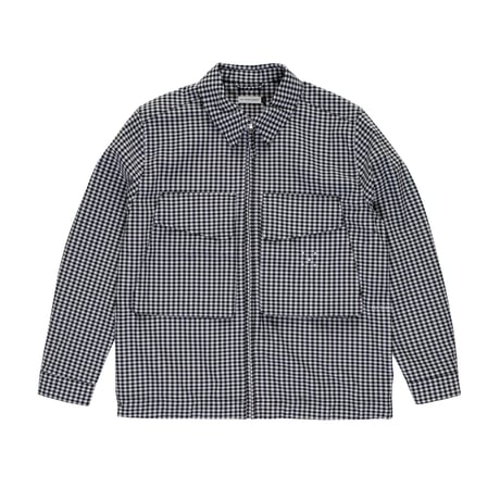 POP TRADING COMPANY GINGHAM BOXER OVERSHIRT BLACK/OFF WHITE