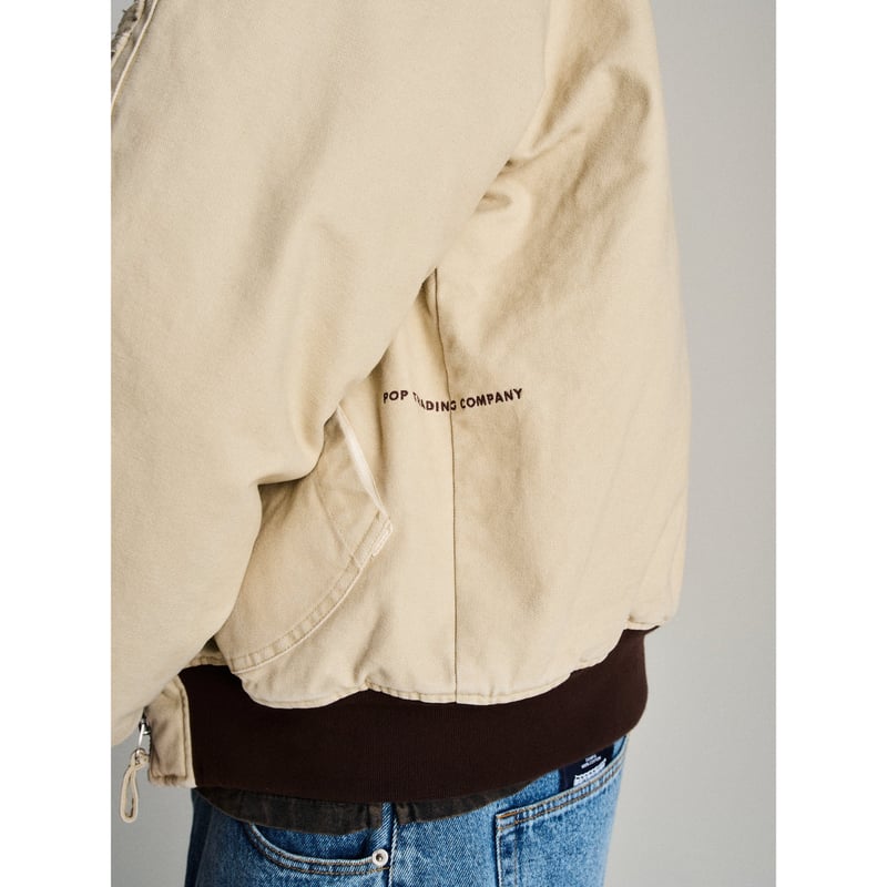 POP TRADING COMPANY HOODED FLIGHT JACKET WHITE