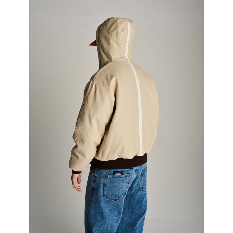 POP TRADING COMPANY HOODED FLIGHT JACKET WHITE