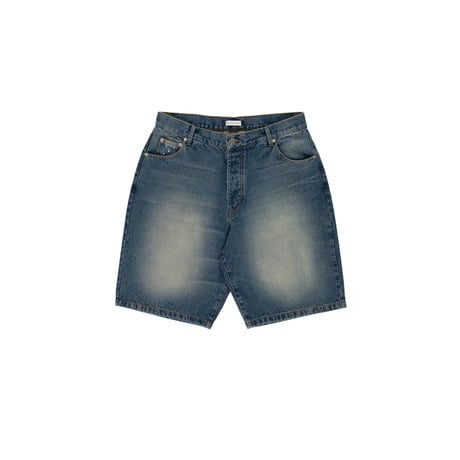 POP TRADING COMPANY LONGER DRS SHORTS WASHED DENIM