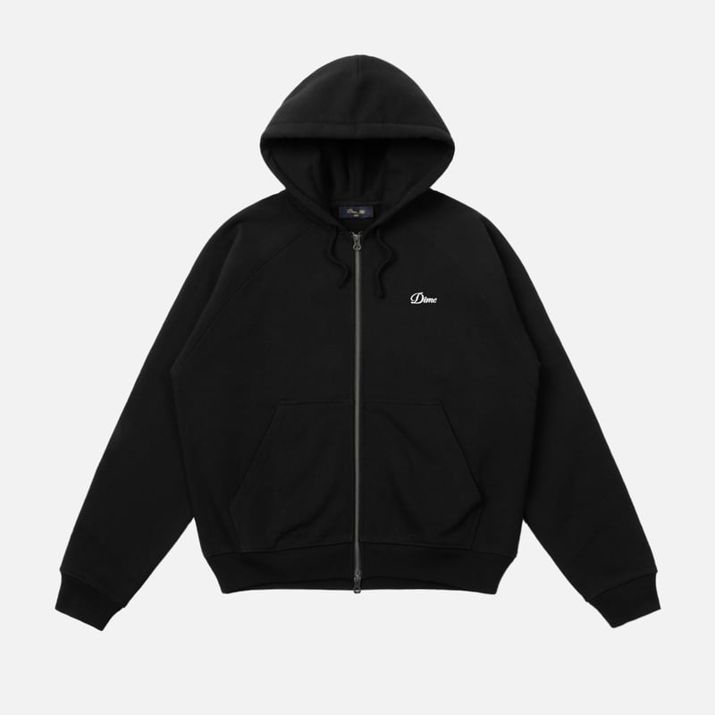 DIME CURSIVE SMALL LOGO ZIP HOODIE BLACK | CANO