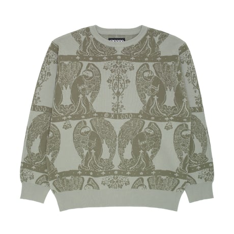 GX1000 JACQUARD KNIT ANGEL SWEATER GREY/GREEN