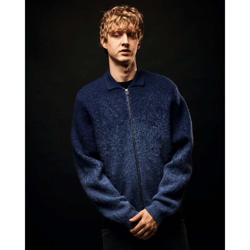 DIME MOHAIR DOUBLE ZIP KNIT MIDNIGHT BLUE | CAN
