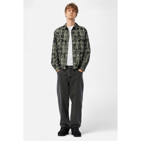 DIME PLAID FLANNNEL SHIRT BLEACHED BLACK