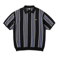 FTC STRIPE KNIT POLO BLACK