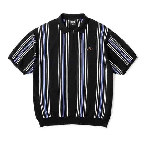 FTC STRIPE KNIT POLO BLACK