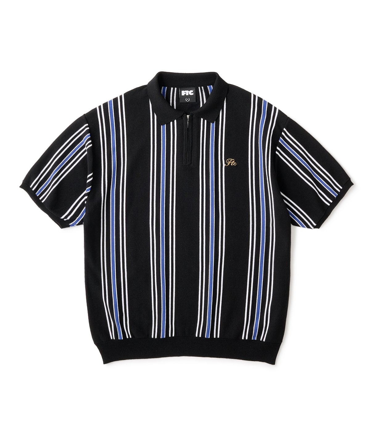 FTC STRIPE KNIT POLO BLACK | CANOLA SKATESHOP