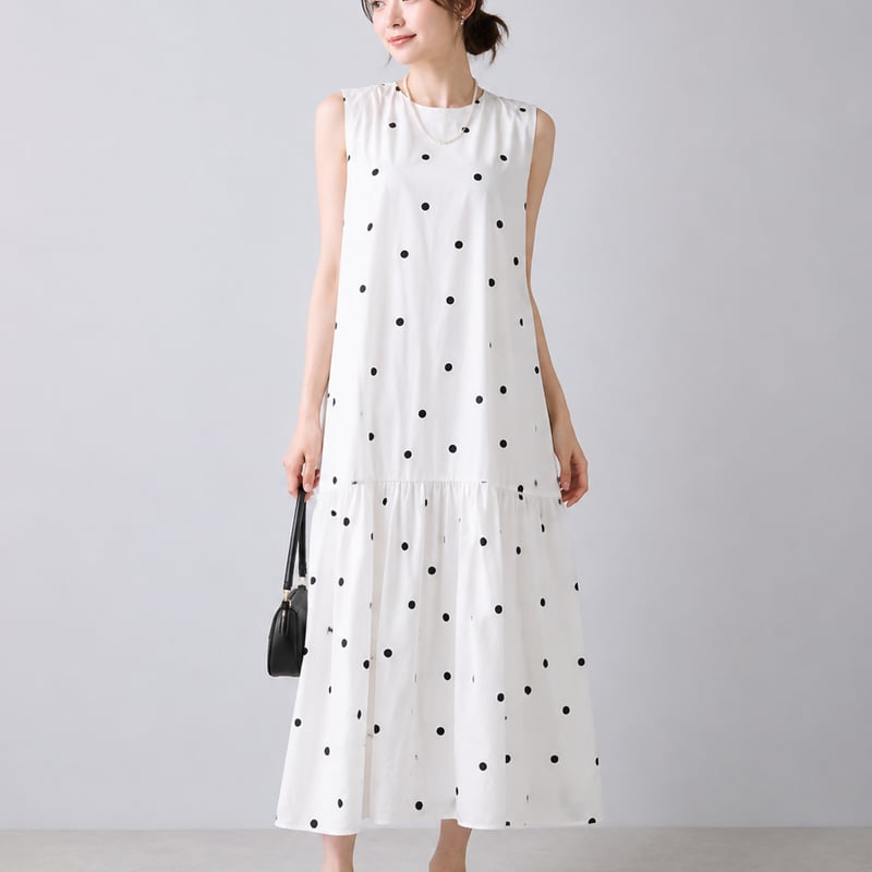 efficace blanc ドット柄 ノースリーブワンピース M ドット柄 ノースリーブワンピース | mymii store ➕ Palmy＆SHIMY