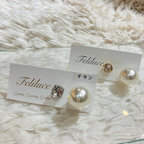 2way  スワロフスキー×パール ピアス