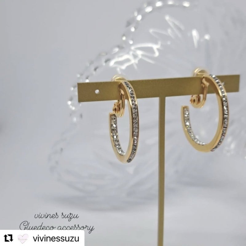 swarovskiフープピアス/イヤリング 18金メッキ | mymii store swarovskiフープピアス/イヤリング 18金メッキ | mymii store