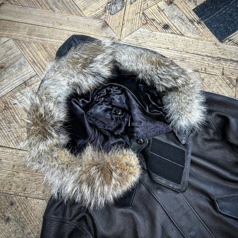 ジャケット・アウター vintage realleather jacket / hood jacket CWORKS【Lur / ﾙﾙ】Leather M65用 hood（BLACK）(FINE C