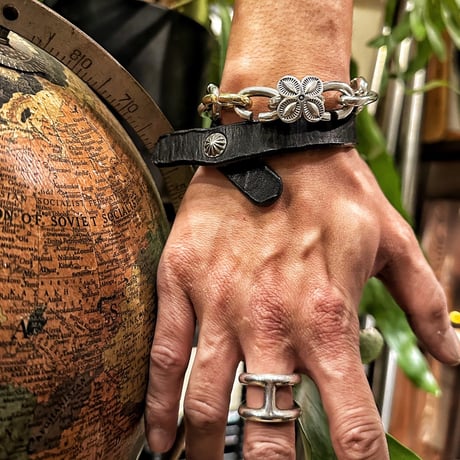 Dutch Leather Company × MASAYOSHI Apollo snap bracelet BLACK
