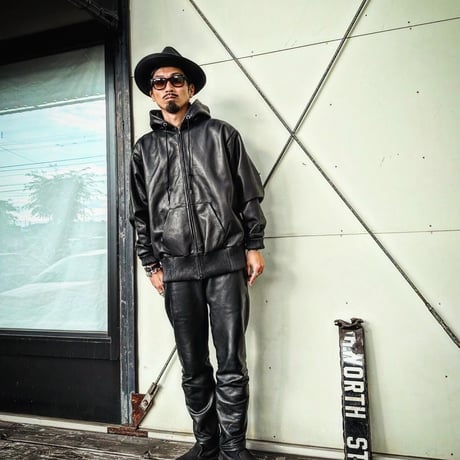 MOSSIR【Lornellia /ﾛｰﾈﾘｱ】washable leather full zip hoodie jacket(ﾌｧｲﾝｸﾘｰｸ)