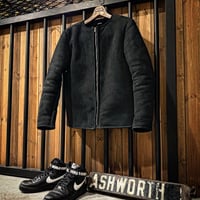 CWORKS【Bouton / ﾊﾞｰﾄﾝ】 Mouton collarless jacket (BLACK) FINE CREEK