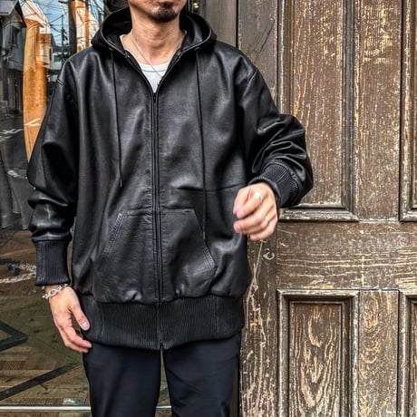 MOSSIR【Lornellia /ﾛｰﾈﾘｱ】washable leather full zip hoodie jacket(ﾌｧｲﾝｸﾘｰｸ)