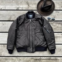 CWORKS【LEA】Leather MA-1 BLACK (FINE CREEK )