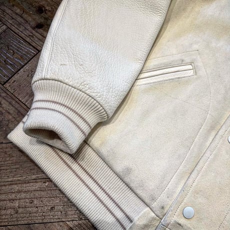 CWORKS【Leaward / ﾘﾜｰﾄﾞ】All Deer Leather Award jacket( IVORY)