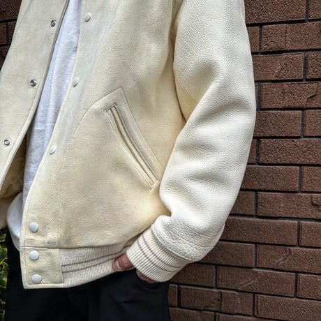 CWORKS【Leaward / ﾘﾜｰﾄﾞ】All Deer Leather Award jacket( IVORY)