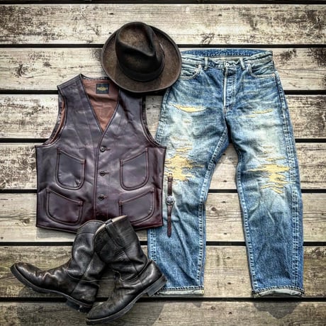 FINE CREEK ＆CO 【Jefferson / ｼﾞｪﾌｧｰｿﾝ】 ﾚｻﾞｰﾍﾞｽﾄ（BROWN)馬革