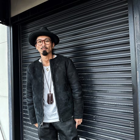 CWORKS【Bouton / ﾊﾞｰﾄﾝ】 Mouton collarless jacket (BLACK) FINE CREEK