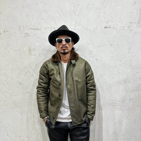 CWORKS【Scope】All Leather N-1 deck jacket OLIVE  ( horse / mouton ) 2026年４月末～2026年１２月末入荷予定！！ご予約