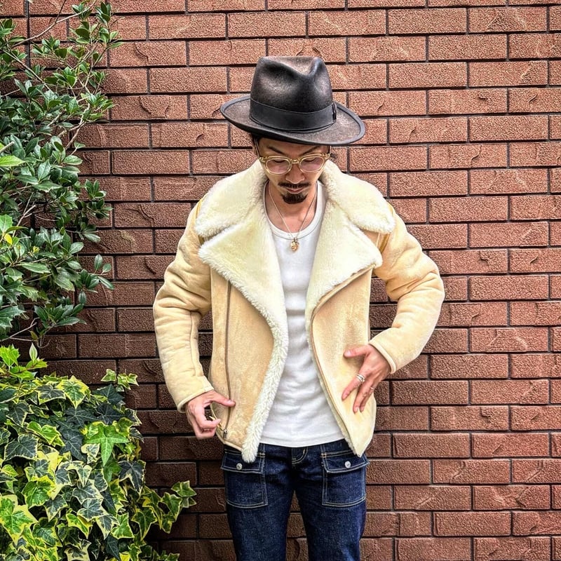 CWORKS【Dout / ﾀﾞｳﾄ】 Mouton riders jacket (IVORY...