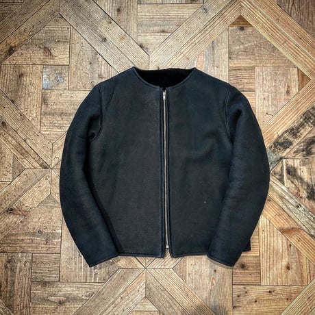 CWORKS【Bouton / ﾊﾞｰﾄﾝ】 Mouton collarless jacket (BLACK) FINE CREEK